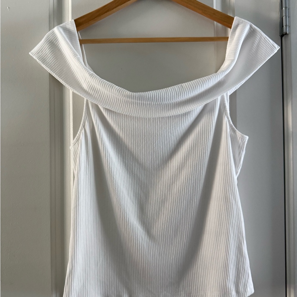 Old Navy White Ribbed Off-Shoulder Blouse - Picture 3 of 9